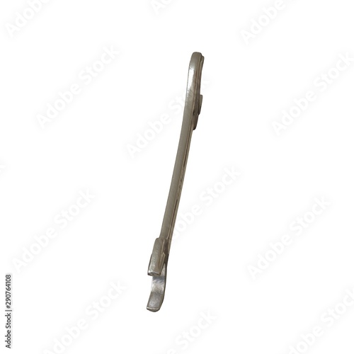 Silver two way metal wrench isolated on white background. 3D rendering of excellent quality in high resolution