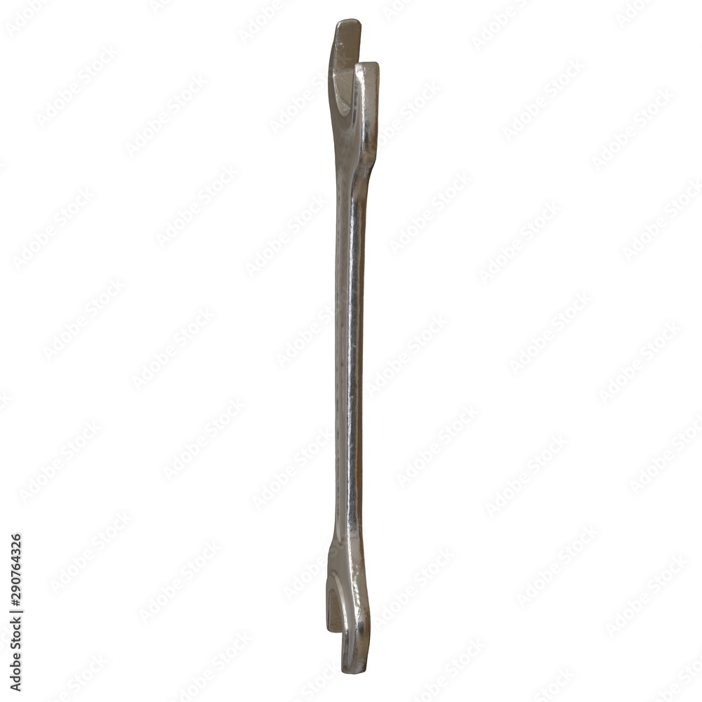 Silver two way metal wrench isolated on white background. 3D rendering of excellent quality in high resolution Silver two way metal wrench isolated on white background. 3D rendering of excellent quality in high resolution