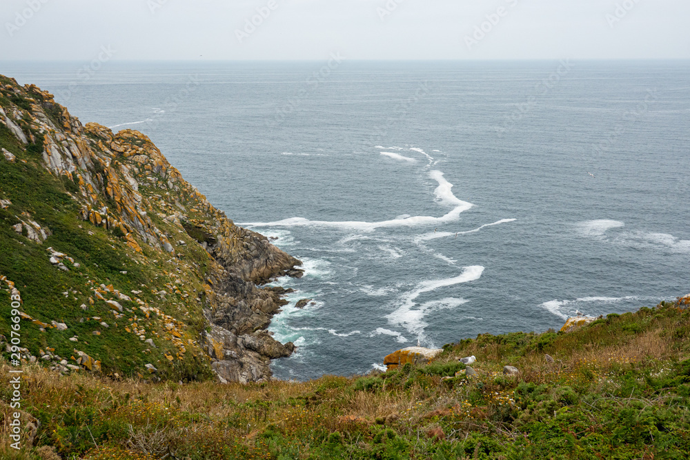 Ocean and rocks of the Cíes Islands archipelago off the coast of Pontevedra in Galicia (Spain).