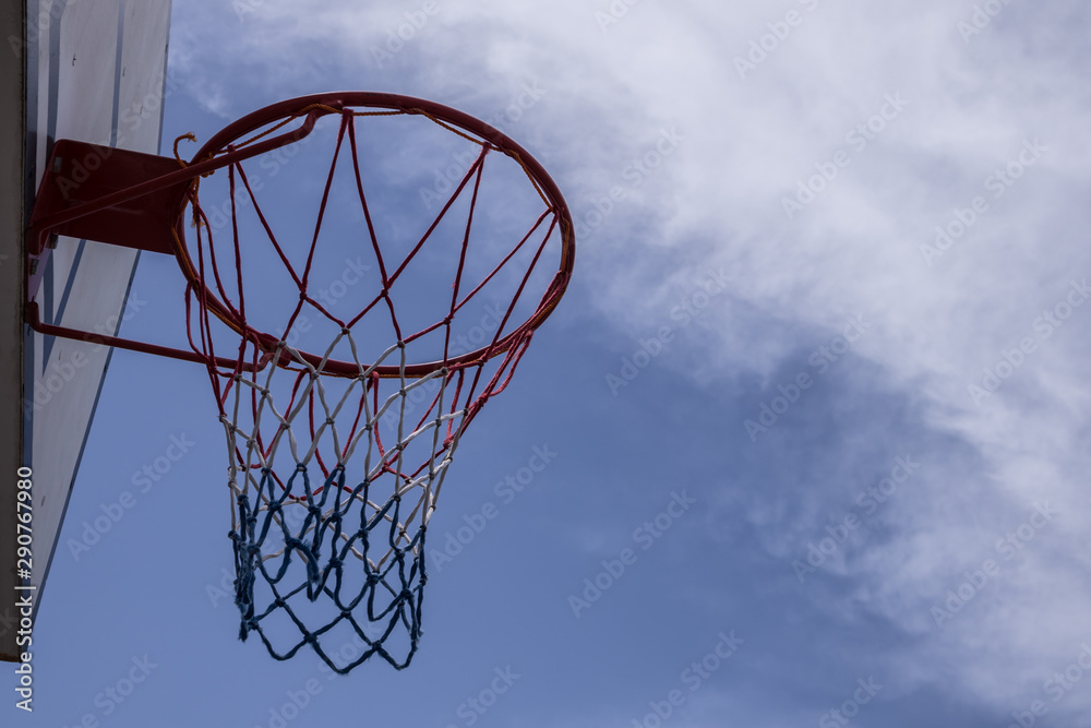 Basketball hoop in court