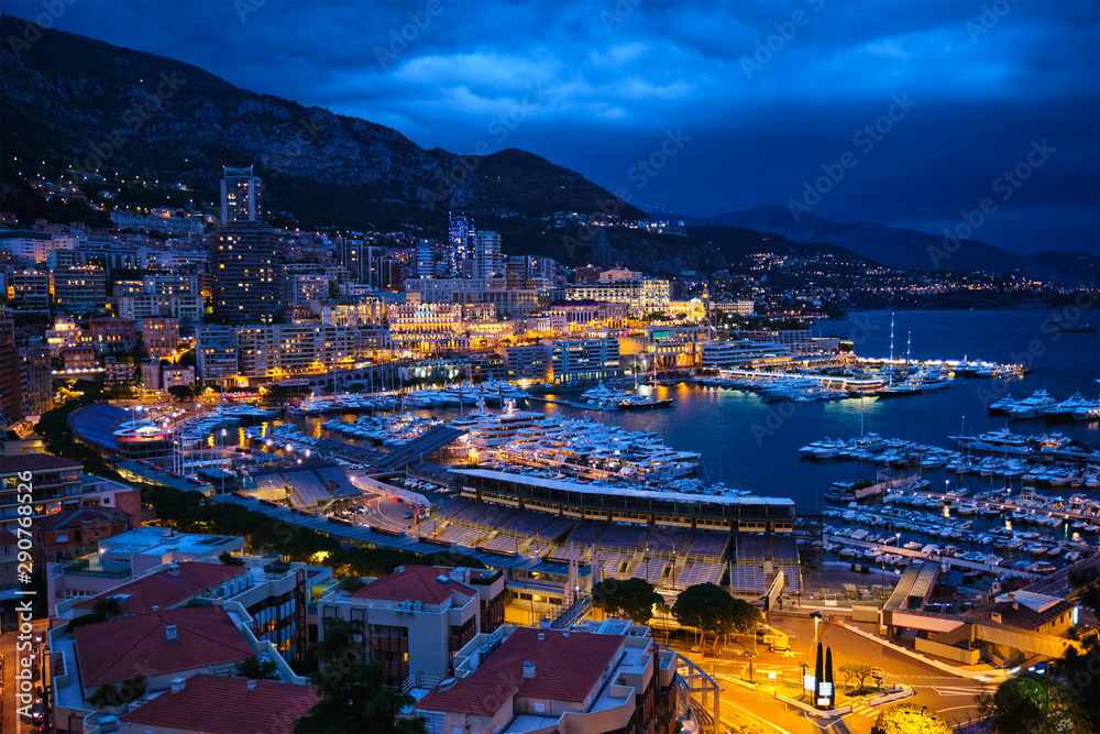 View of Monaco in the night