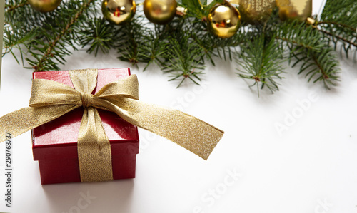 Christmas gift and decoration on white color background © Rawf8