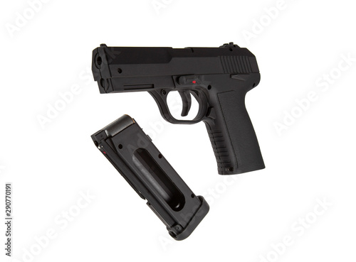 Pneumatic pistol isolated on white background.