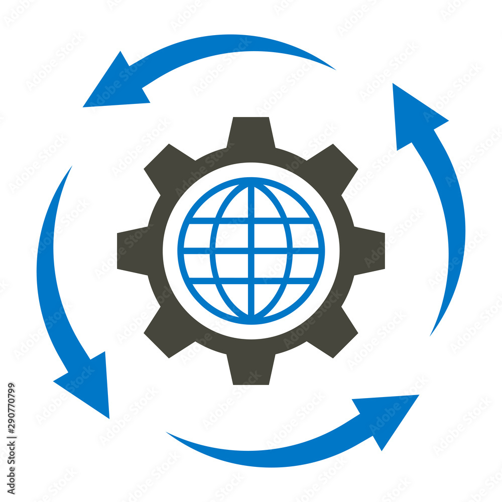 Gear and arrows icon. Workflow business concept. Gear and arrows icon. Workflow business concept.