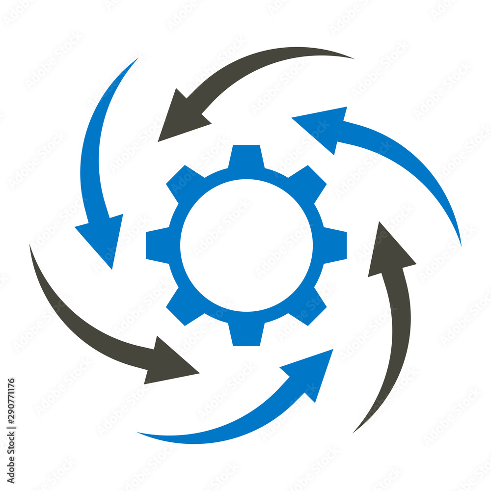 Gear and arrows icon. Workflow business concept. Gear and arrows icon. Workflow business concept.