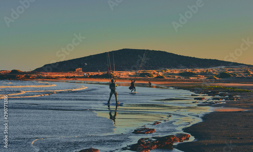 kitesurfers on the beach of El Medano in Tenerife