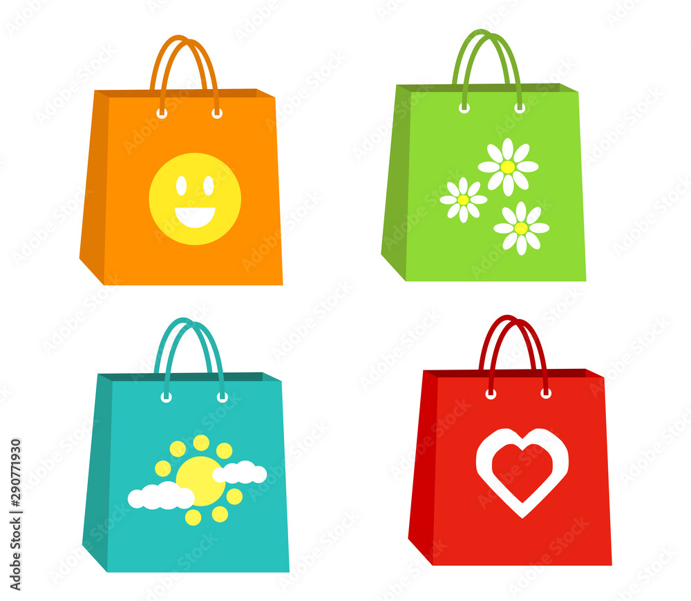 Gift bags on a white background. Vector illustration. Gift bags on a white background. Vector illustration.