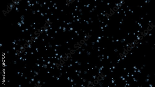 Winter Snow, falling snow isolated on black background in 4K to be used for composing, motion graphics. Loop video