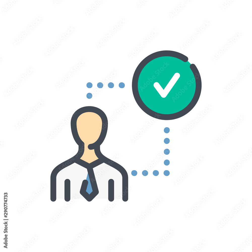 Person with solution color line icon. Candidacy confirmation vector outline colorful sign. Person with solution color line icon. Candidacy confirmation vector outline colorful sign.
