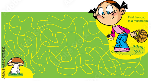A puzzle where it is necessary to help a girl reach the fungus by a maze.