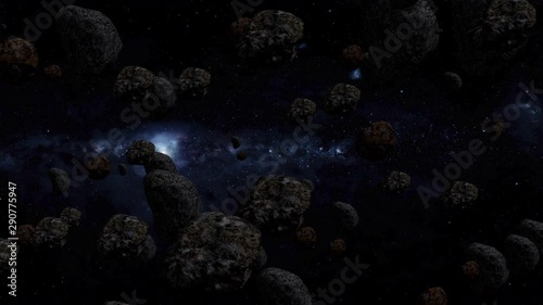 A close-up of the asteroid belt in the solar system. photo