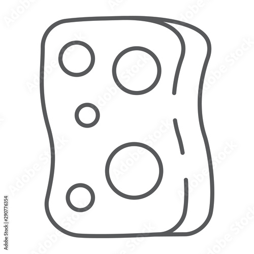 Sponge thin line icon, laundry and wash, washcloth sign, vector graphics, a linear pattern on a white background.