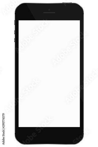 Smartphone with blank screen on white background. Mockup. Vector graphic
