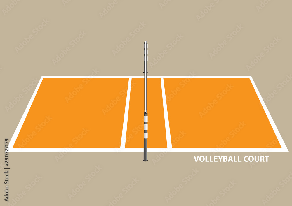 Volleyball Court with Net in Side View Vector Illustration Stock Vector