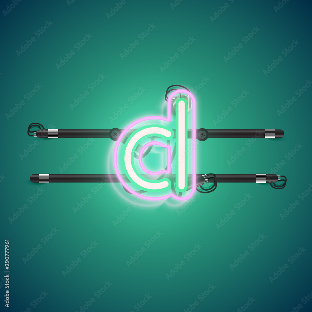 Realistic glowing double neon charcter on and off from a fontset, vector illustration Realistic glowing double neon charcter on and off from a fontset, vector illustration