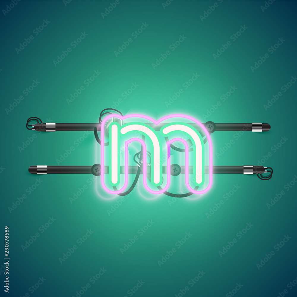 Realistic glowing double neon charcter on and off from a fontset, vector illustration Realistic glowing double neon charcter on and off from a fontset, vector illustration