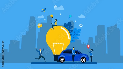 Website or landing page of Smart city transportation with Tiny People Character Concept Vector Illustration, Suitable For web landing page,Wallpaper, Background, Card, banner,Book Illustration