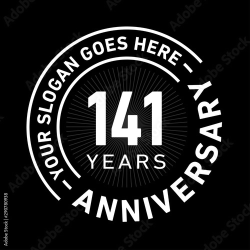 141 years anniversary logo template. one hundred and forty-one years celebrating logotype. Black and white vector and illustration.