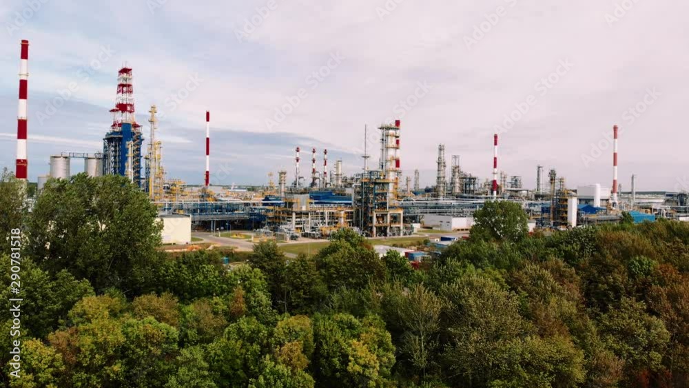 Aerial drone view of industrial Gdansk crude oil refinery in Poland Aerial drone view of industrial Gdansk crude oil refinery in Poland