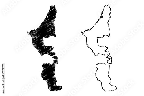 Emirate of Ras Al Khaimah (Emirates of the United Arab Emirates, UAE) map vector illustration, scribble sketch Ras Al Khaimah (RAK, Ras al-Khaimah) map..