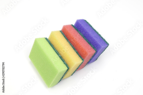 nice colorful cleaning sponge isolated on white background