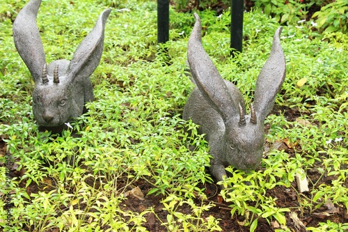 Rabbit decorative statue is beauty in garden