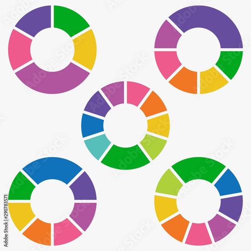 colorful info template pie charts vector.