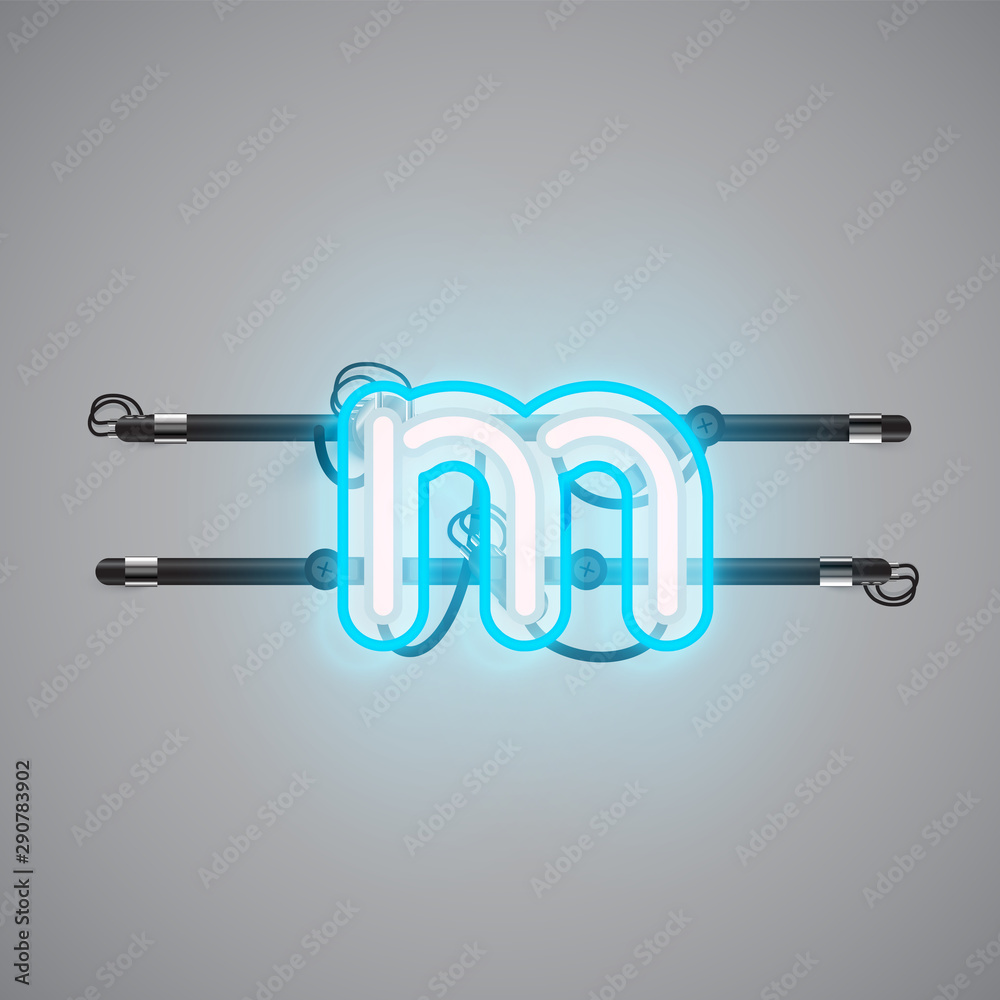Realistic glowing double neon charcter on and off from a fontset, vector illustration Realistic glowing double neon charcter on and off from a fontset, vector illustration