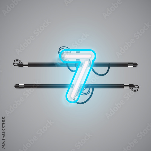 Realistic glowing double neon charcter on and off from a fontset, vector illustration © Sebestyen Balint