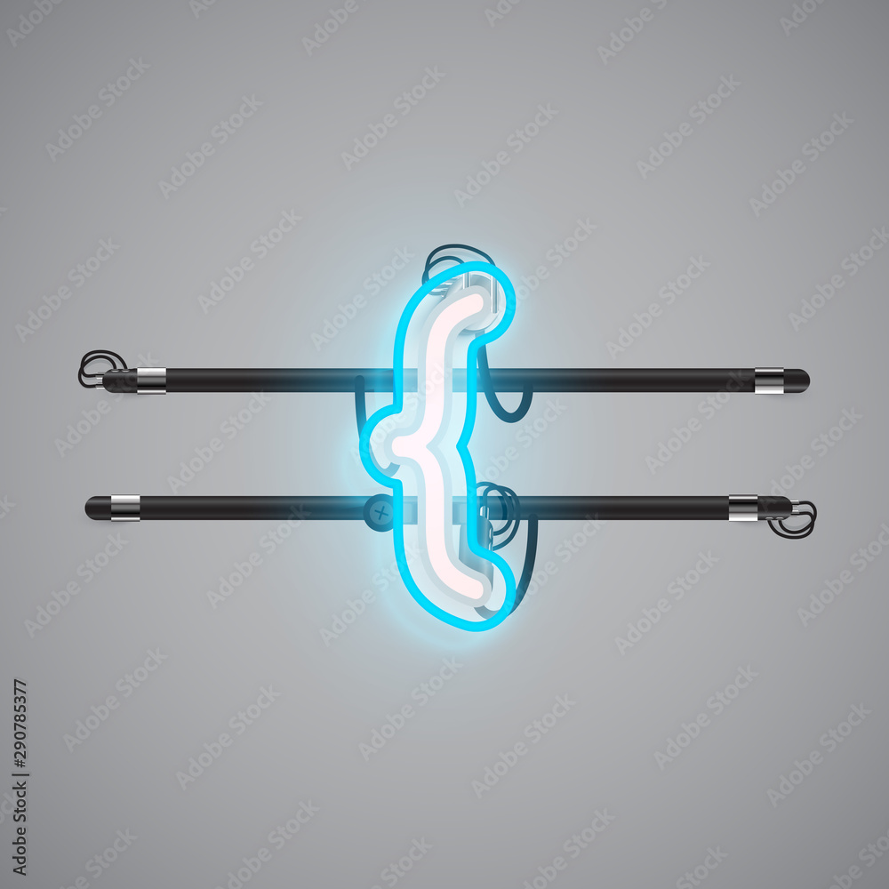 Realistic glowing double neon charcter on and off from a fontset, vector illustration Realistic glowing double neon charcter on and off from a fontset, vector illustration