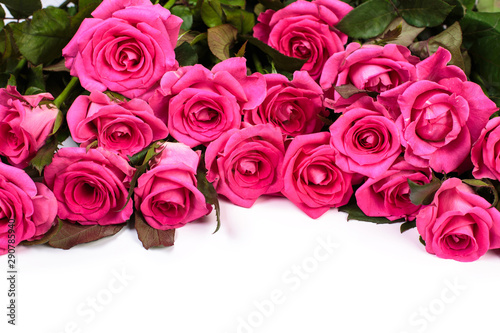 Beautiful rose flowers bunch isolated on white background