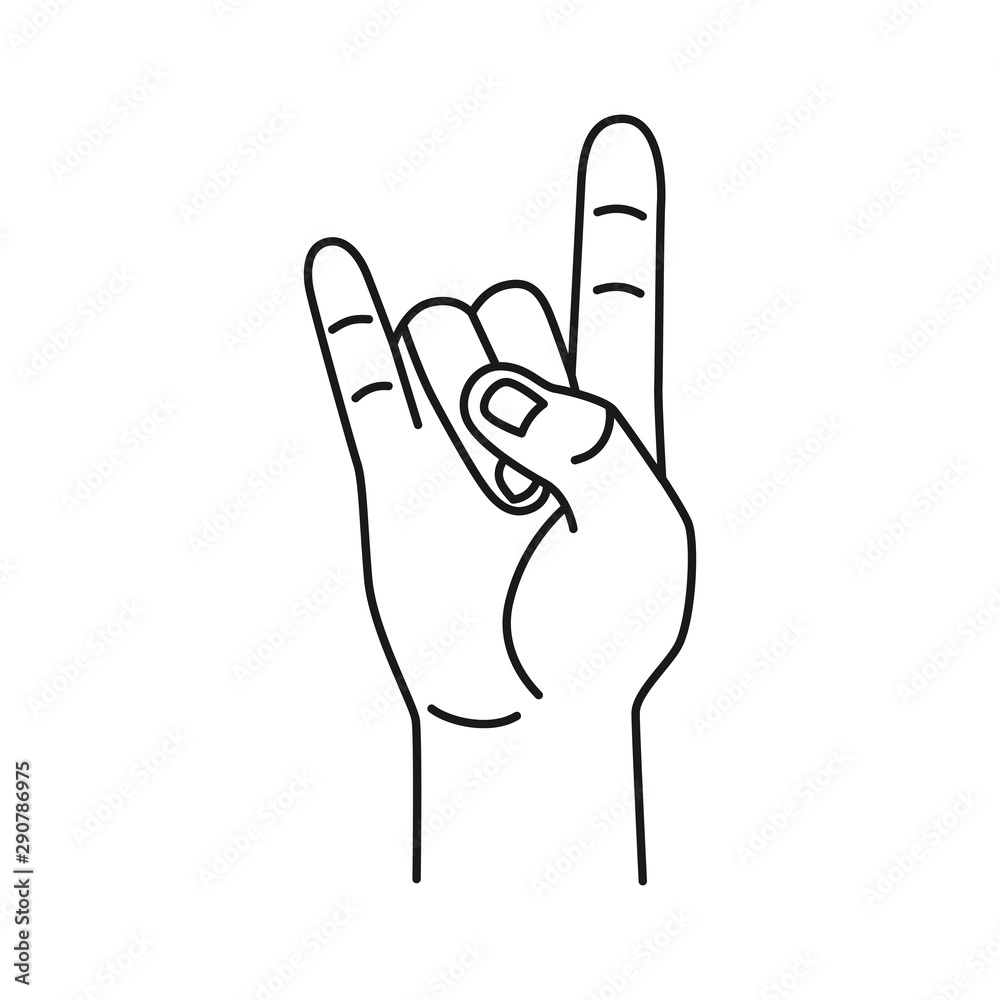 Hand drawn goat hand gesture isolated on a white. Sketch. Vector illustration. Hand drawn goat hand gesture isolated on a white. Sketch. Vector illustration.