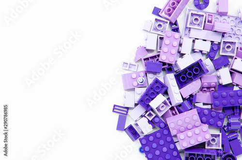 Top view of Purple Toys Blocks, Educational toys for 3D Rendering isolated on White Background.