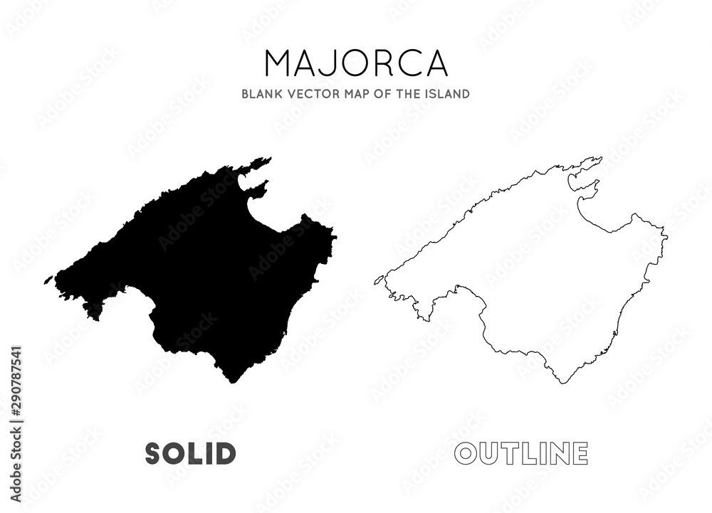 Majorca map. Blank vector map of the Island. Borders of Majorca for your infographic. Vector illustration.