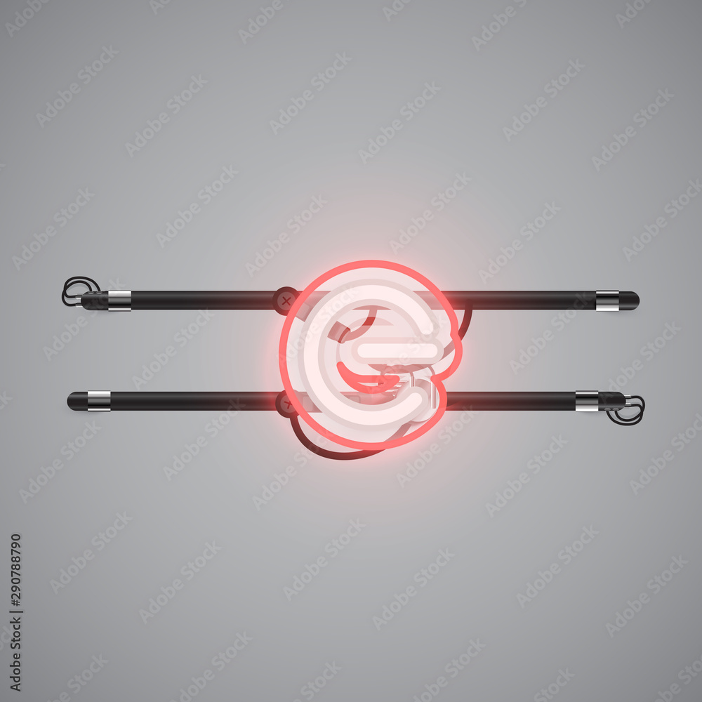 Realistic glowing double neon charcter on and off from a fontset, vector illustration Realistic glowing double neon charcter on and off from a fontset, vector illustration