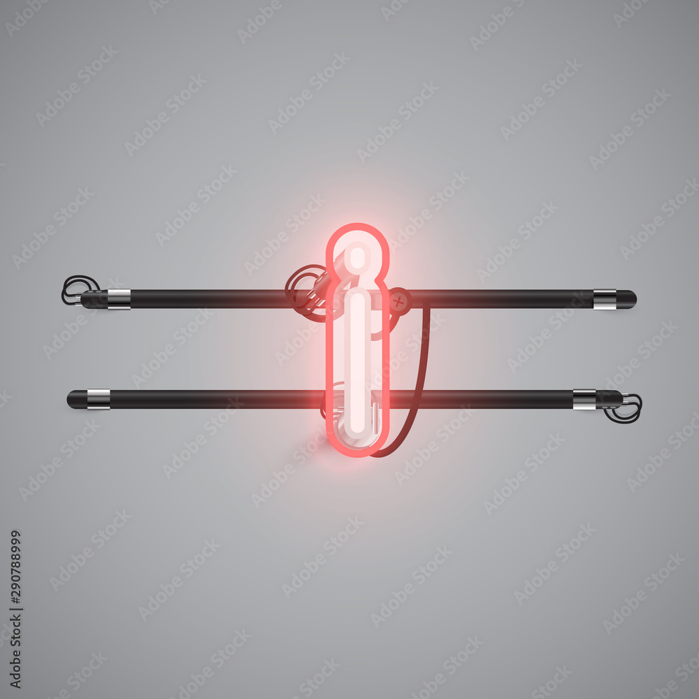 Realistic glowing double neon charcter on and off from a fontset, vector illustration Realistic glowing double neon charcter on and off from a fontset, vector illustration