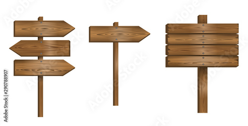set wooden sign vector