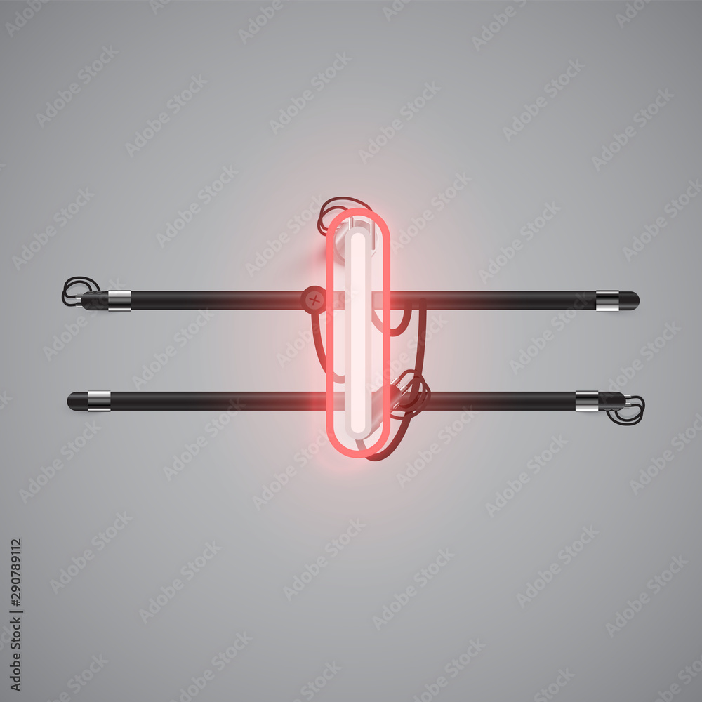 Realistic glowing double neon charcter on and off from a fontset, vector illustration Realistic glowing double neon charcter on and off from a fontset, vector illustration