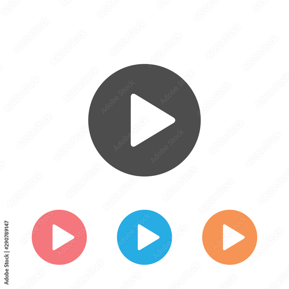 Play icon set. Video play icon. Vector play button Play icon set. Video play icon. Vector play button