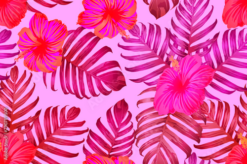 Pink red exotic pattern.