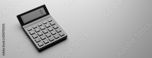 Fotografie Calculator, black color against gray background, 3d illustration