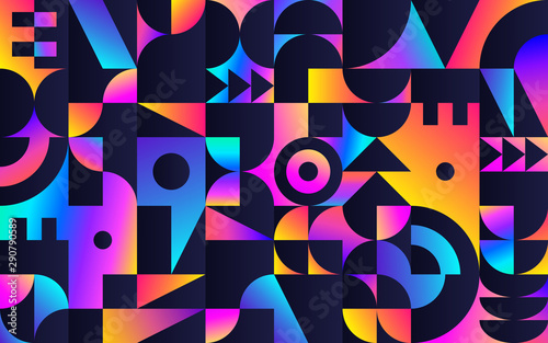 Geometric pattern with retro styled vibrant shapes