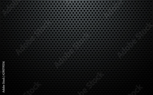 Perforated black metal sheet background
