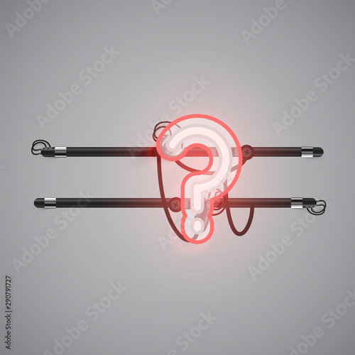 Realistic glowing double neon charcter on and off from a fontset, vector illustration