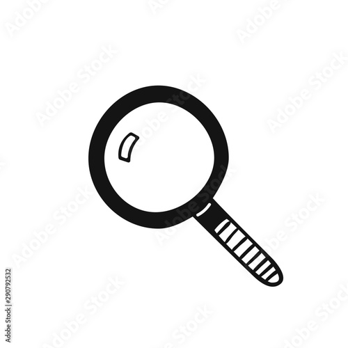 Hand drawn Magnifier isolated on a white. Sketch. Vector illustration.