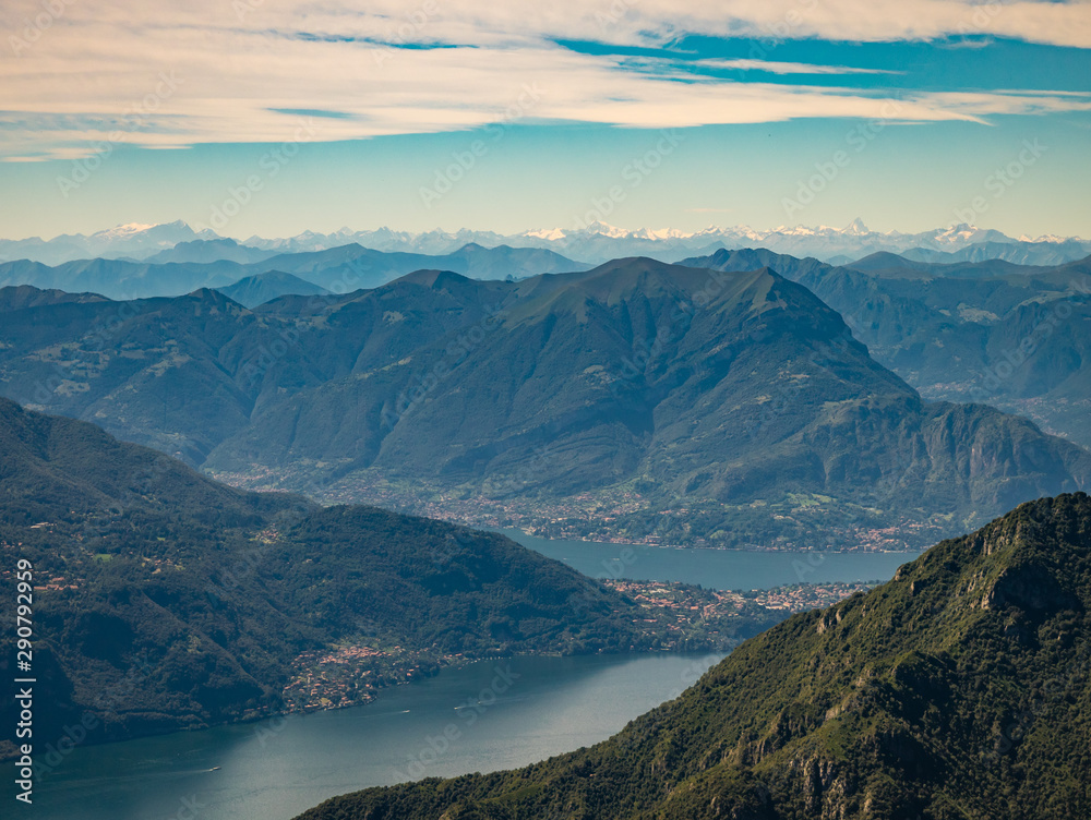 Panoramic view of Lake Como and Triangolo Lariano mountains