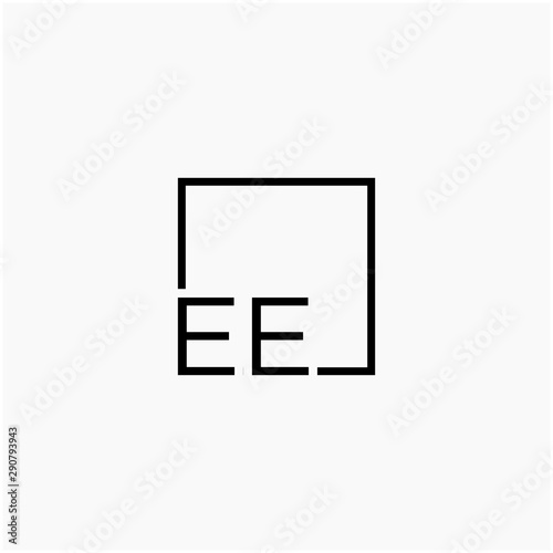 Letter EE Logo design with square frame line art. business consulting concept. studio,room,group icon. Suitable for business, consulting group company. - vector