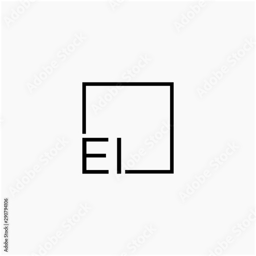 Letter EI Logo design with square frame line art. business consulting concept. studio,room,group icon. Suitable for business, consulting group company. - vector