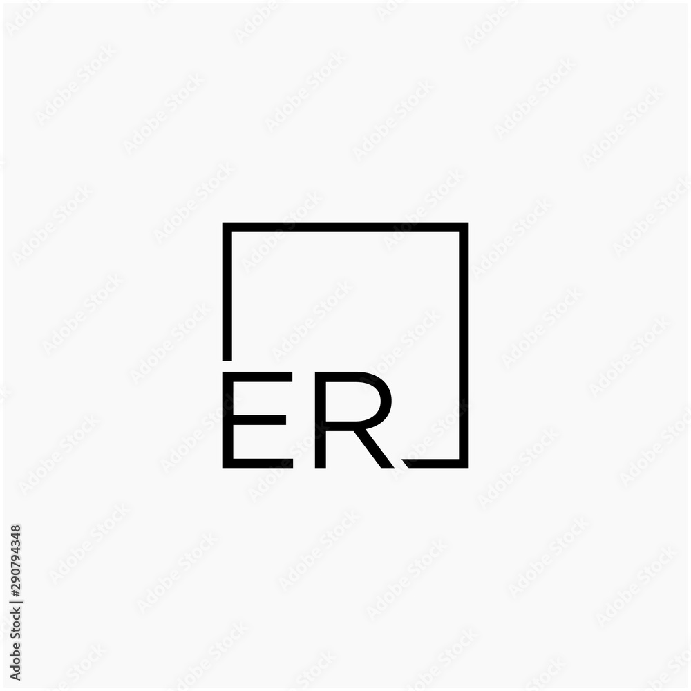 Letter ER Logo design with square frame line art. business consulting concept. studio,room,group icon. Suitable for business, consulting group company. - vector Letter ER Logo design with square frame line art. business consulting concept. studio,room,group icon. Suitable for business, consulting group company. - vector