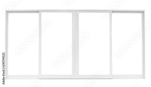 Real modern house window frame isolated on white background